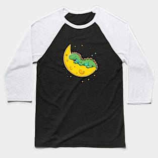 Dinosaur Sleeping On The Moon Baseball T-Shirt